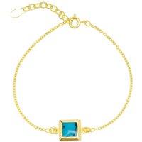 Spero London Women's Turquoise Square Sterling Silver Bracelet in Gold