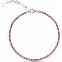 Spero London Women's Fine Sterling Silver CZ Ruby Tennis Bracelet in Red
