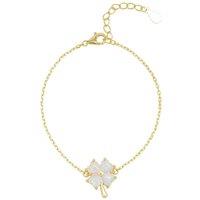 Spero London Women's White Opal Clover Sterling Silver Bracelet in Gold