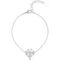 Spero London Women's White Opal Clover Sterling Silver Bracelet