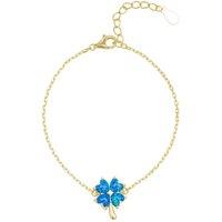 Spero London Women's Blue Opal Clover Sterling Silver Bracelet in Gold