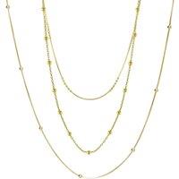 Spero London Women's Beaded Satellite Sterling Silver Chain Necklace Layering Set in Gold