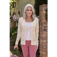 WoolOvers Women's Ditsy Floral Pointelle Cardigan | Size: Small