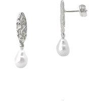 Spero London Women's Drop Baroque Pearl Natural Textured Sterling Silver Authentic Earrings