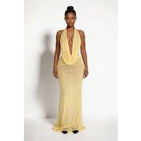 LEMONLUNAR Women's The Virelle Plunge Maxi Dress - Butter Yellow | Size: Medium