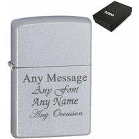 Uniqueful Men's Personalised Engraved Satin Chrome Zippo Official Zippo Lighter in Silver | Size: 1 Pack