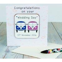 Uniqueful Personalised Wedding Day Camper Vans Coaster Card for Couple
