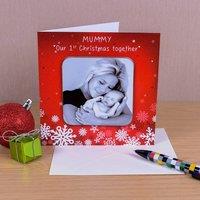 Uniqueful Personalised Our 1st Christmas Photo Upload Coaster Card for Mum in Red