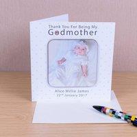 Uniqueful Personalised Godparents Photo Upload Coaster Card Thank You Godmother in White