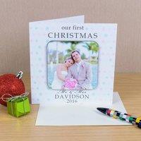 Uniqueful Personalised Our First Christmas Photo Upload Coaster Card for Couple in White