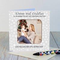 Uniqueful Personalised Mummy First Christmas Photo Upload Coaster Card in White