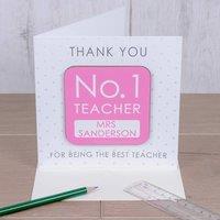 Uniqueful Personalised No. 1 Teacher Coaster Card Thank You Gift