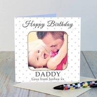 Uniqueful Personalised Happy Birthday Photo Upload Coaster Card for Dad in White
