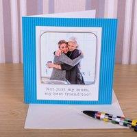 Uniqueful Personalised Photo Upload Coaster Card Mothers Day for Mum in Blue