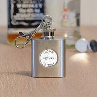 Uniqueful Personalised Wedding Party Hip Flask Key Ring Wedding Gift in Silver | Size: 1 Pack