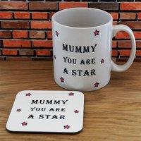 Uniqueful Personalised Mummy You Are A Star Mug Coaster Set for Mothers Day in White | Size: 1 Pack