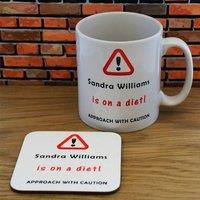 Uniqueful Personalised On A Diet Mug & Coaster Set Birthday Gift for Friend in White | Size: 100ml