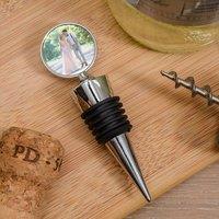 Uniqueful Personalised Photo Upload Bottle Stopper Wedding Gift for Couple in Silver | Size: 1 Pack