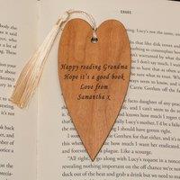 Uniqueful Personalised Heart Cherrywood Bookmark Thank You Grandma in Brown | Size: 1 Pack