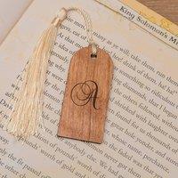 Uniqueful Personalised Script Initial Cherrywood Bookmark for Friend in Brown | Size: 15 cm