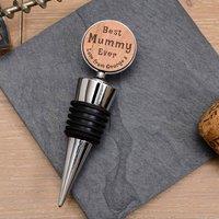 Uniqueful Personalised Best Ever Cherrywood Bottle Stopper for Mum in Silver | Size: 1 Pack