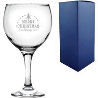 Uniqueful Personalised Merry Christmas Tree Design Gin Balloon Cocktail Glass in Clear | Size: 1000ml