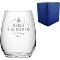 Uniqueful Personalised Christmas Tree Stemless Wine Glass for Friend in Clear | Size: 20oz (550ml)