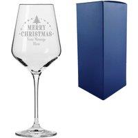 Uniqueful Personalised Merry Christmas Tree Design 390ml Crystal Wine Glass in Clear | Size: 300ml