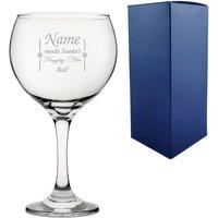 Uniqueful Personalised Name made Santa's Naughty Nice list Gin Balloon Glass in Clear | Size: 20oz (550ml)