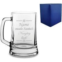 Uniqueful Personalised Name made Santas Naughty Nice list Christmas Tankard in Clear | Size: 20oz (550ml)