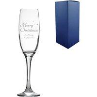 Uniqueful Personalised Engraved Merry Christmas Champagne Flute for Friend in Clear | Size: 100ml