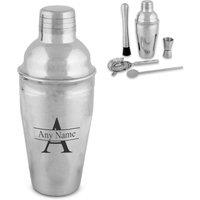 Uniqueful Personalised Initial & Name Design Engraved Cocktail Shaker Set in Silver | Size: 500ml