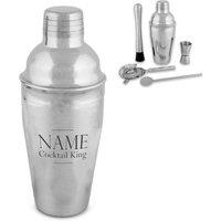 Uniqueful Personalised Cocktail King Design Engraved Cocktail Shaker Set in Silver | Size: 1000ml
