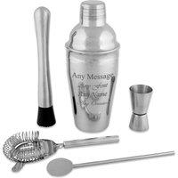 Uniqueful Personalised Engraved 5 Piece Cocktail Shaker Set Birthday Gift for in Silver | Size: 1 Pack