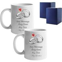 Uniqueful Personalised Any Message Wedding Rings Wedding Mug Set 11oz Mugs in White | Size: 1000ml