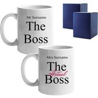 Uniqueful Personalised The Boss The Actual boss His & Hers 11oz Mug Set in White | Size: 11 Pack