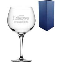Uniqueful Personalised Engraved Happy Halloween Gin Balloon Glass in Clear | Size: 20oz (550ml)