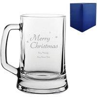 Uniqueful Personalised Engraved Merry Christmas Beer Mug in Clear | Size: 1000ml