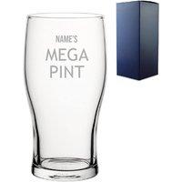 Uniqueful Personalised Engraved Mega Pint Glass Novelty Tulip Modern Design in Clear | Size: 20oz (550ml)