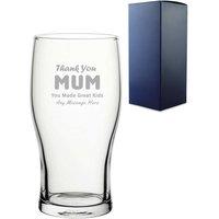 Uniqueful Personalised Thank You Mum Design Engraved 20oz Pint Glass in Clear | Size: 20oz (550ml)
