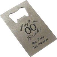 Uniqueful Personalised 60th Birthday Steel Wallet Card Bottle Opener for Friend in Silver | Size: 1 Pack
