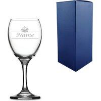Uniqueful Personalised Name & Crown Engraved Novelty 9oz Imperial Wine Glass in Clear | Size: 1000ml