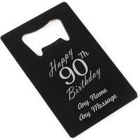 Uniqueful Personalised Black Happy 90th Birthday Wallet Card Bottle Opener | Size: 1 Pack