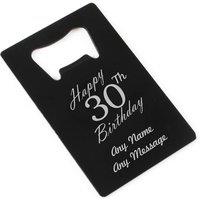 Uniqueful Personalised Happy 30th Birthday Black Wallet Card Bottle Opener | Size: 1 Pack
