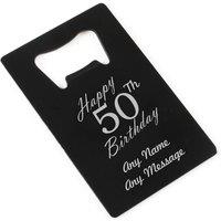 Uniqueful Personalised Happy 50th Birthday Black Wallet Card Bottle Opener | Size: 1 Pack