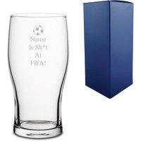 Uniqueful Personalised Name Is Sh t At Fifa Design Tulip Pint Glass in Clear | Size: 20oz (550ml)