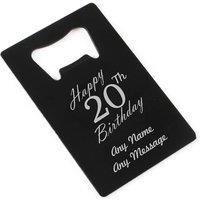 Uniqueful Personalised Black Happy 20th Birthday Wallet Card Bottle Opener | Size: 1 Pack