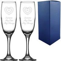 Uniqueful Personalised Diamond Heart Wedding Champagne Glass Set for Couple in Clear | Size: 221 cm