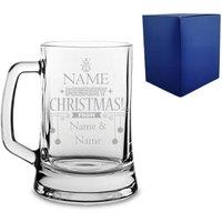 Uniqueful Personalised Engraved Tankard Beer Mug Merry Christmas Design in Clear | Size: 1000ml