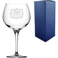 Uniqueful Personalised Name Merry Christmas Engraved Juniper Cocktail Glass in Clear | Size: 20oz (550ml)